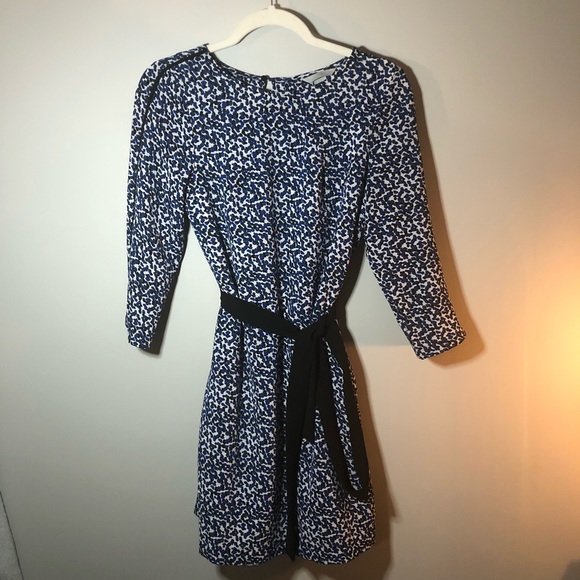 h&m blue print dress